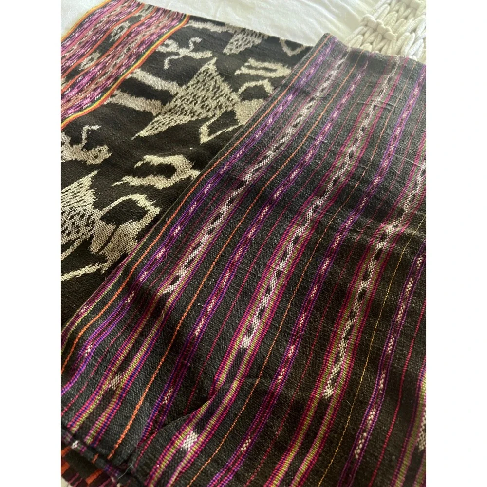 Timor Ikat Hand Woven Bed Runner SpreadTextile  Cotton 21x61 Boho Decor